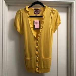 Juicy Couture Yellow Short Sleeve Sweater Cardigan